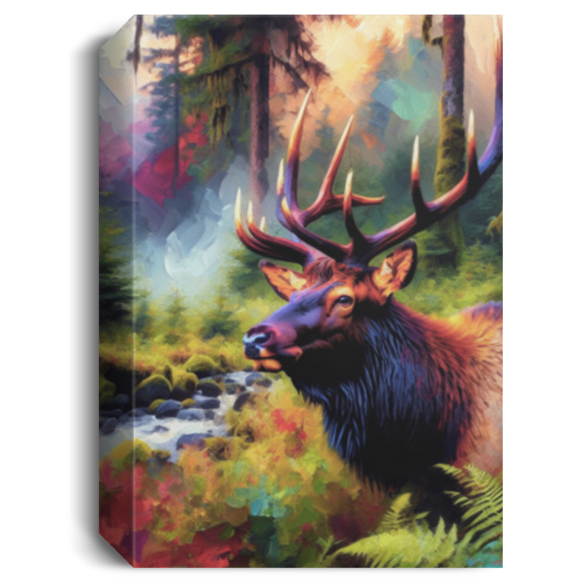 Roosevelt Elk in Hoh Rainforest - Canvas Art Prints