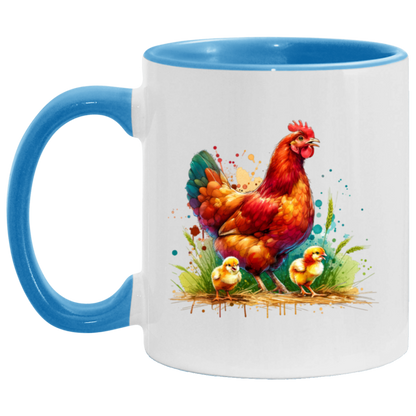 Rhode Island Red Hen with Chicks - Mugs