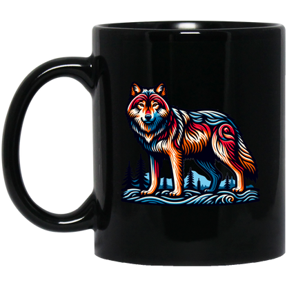 Wolf Block Print Mugs