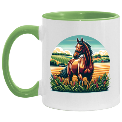 Bay Horse on Farm - Mugs