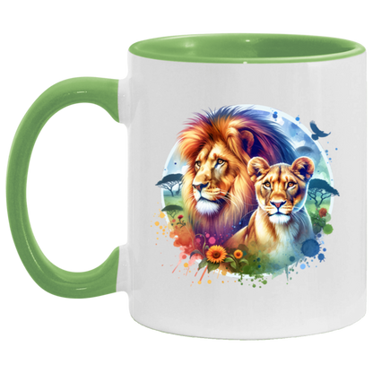 Lion and Lioness Watercolor - Mugs