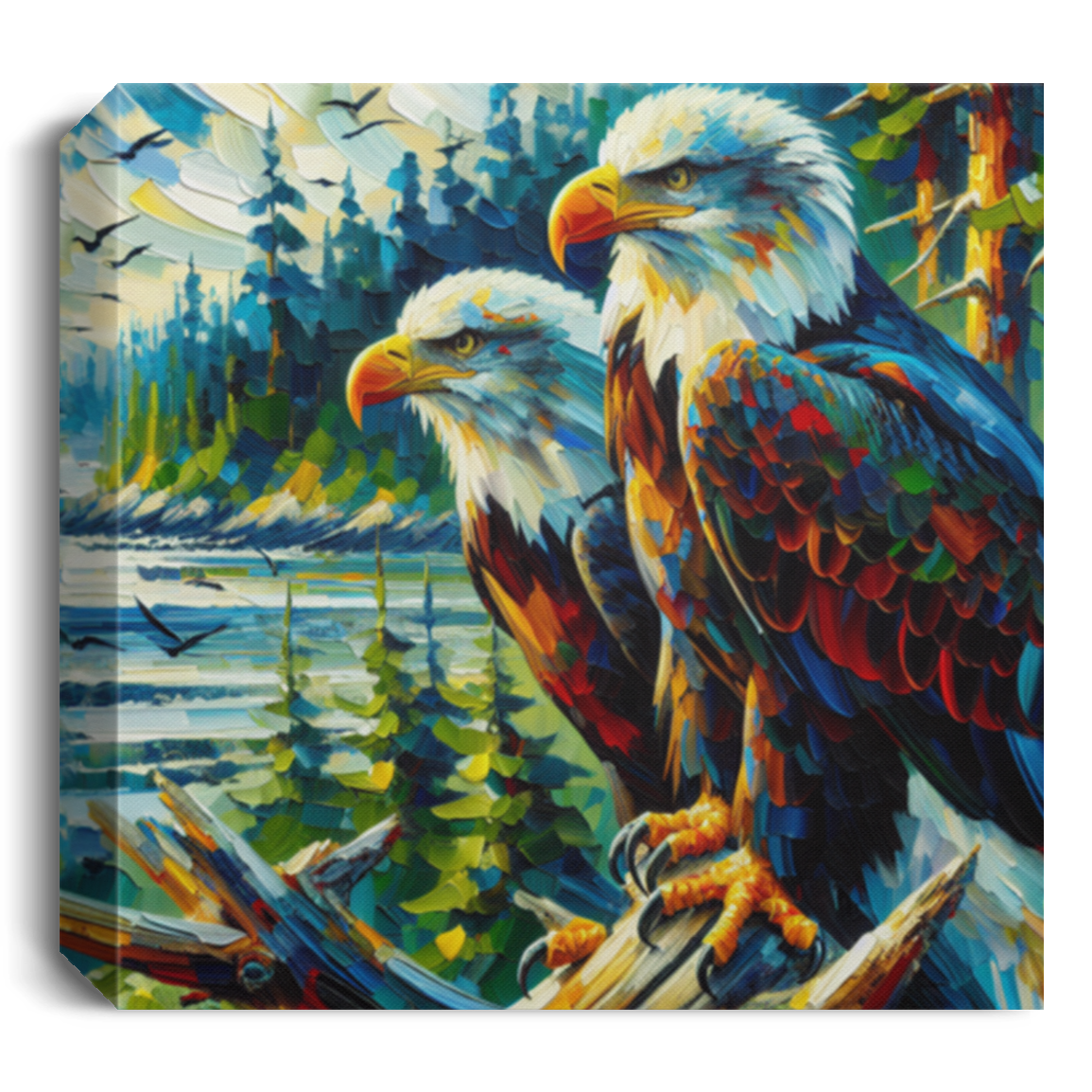 Eagle Pair Near Shore - Canvas Art Prints