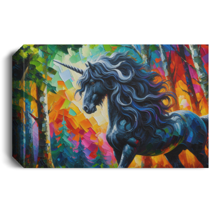 Elegant Black Stallion Unicorn - Canvas Art Prints