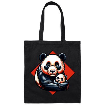 Panda with Baby Graphic Canvas Tote Bag