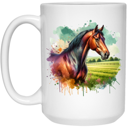 Bay Horse with Field - Mugs