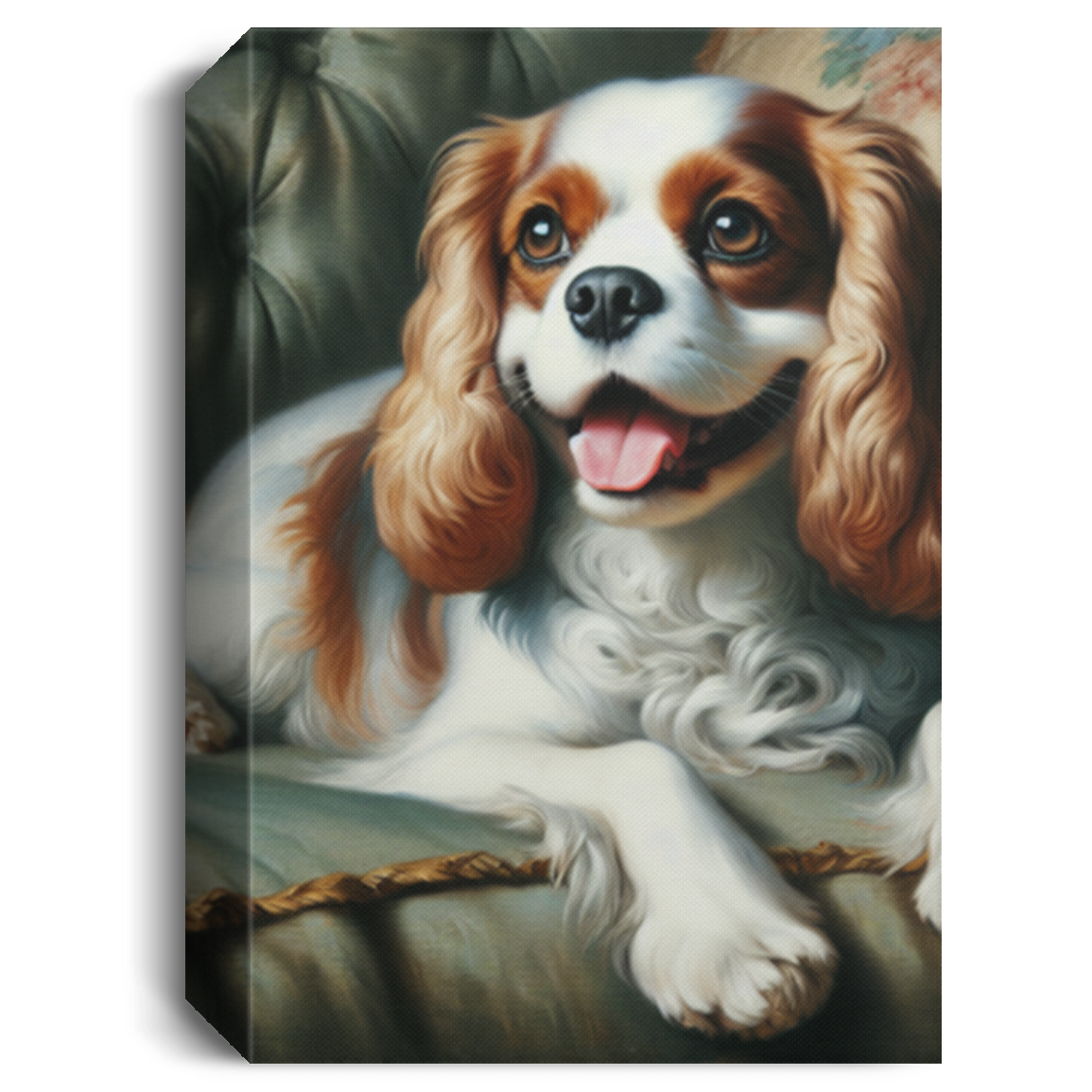 Cavalier King Charles Spaniel on Sofa - Canvas Art Prints