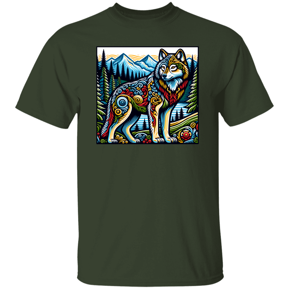 Folk Art Wolf - T-shirts, Hoodies and Sweatshirts