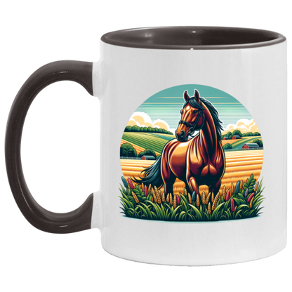 Bay Horse on Farm - Mugs