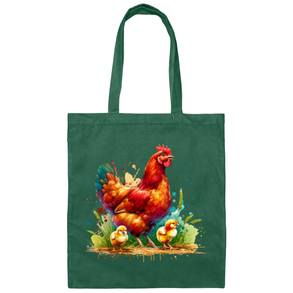 Rhode Island Red Hen with Chicks - Canvas Tote Bag