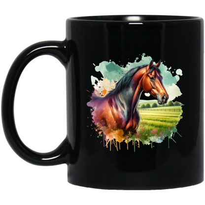 Bay Horse with Field - Mugs