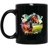Bay Horse with Field Mugs