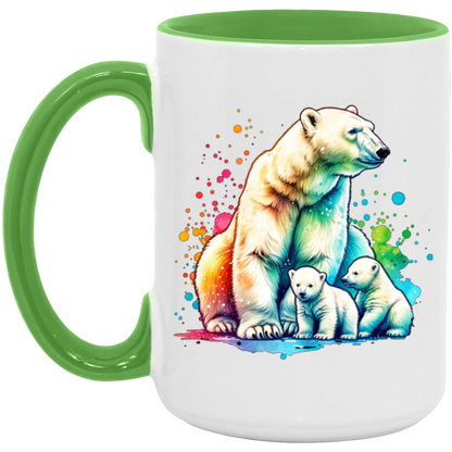 Polar Bear Mom with Cubs Mugs