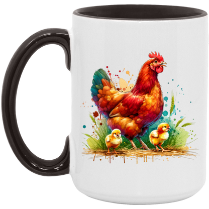 Rhode Island Red Hen with Chicks - Mugs