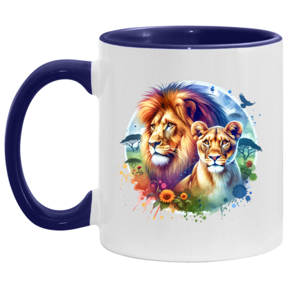 Lion and Lioness Watercolor - Mugs