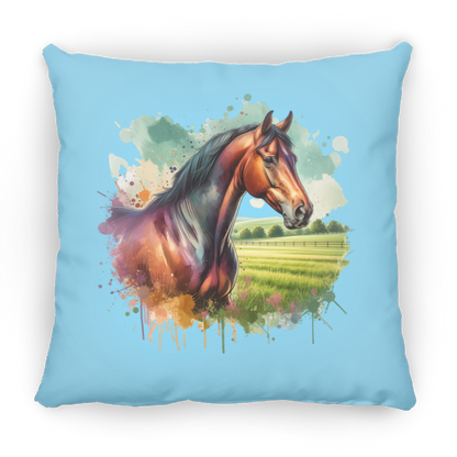 Bay Horse with Field - Throw Pillows