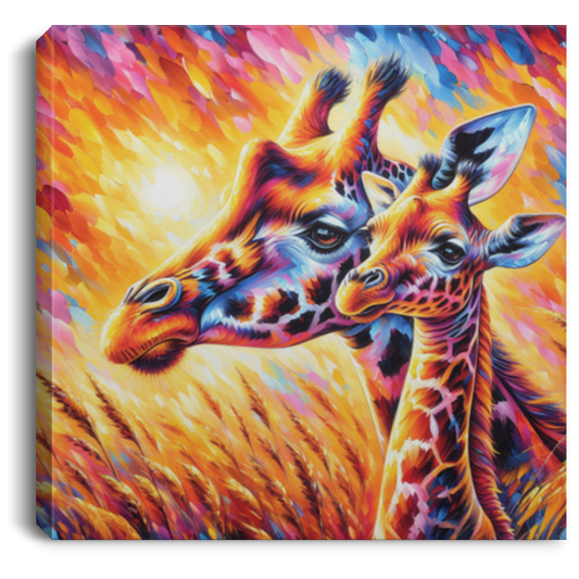 Giraffe with Young - Canvas Art Prints