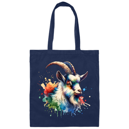 Goat Portrait Watercolor - Canvas Tote Bag