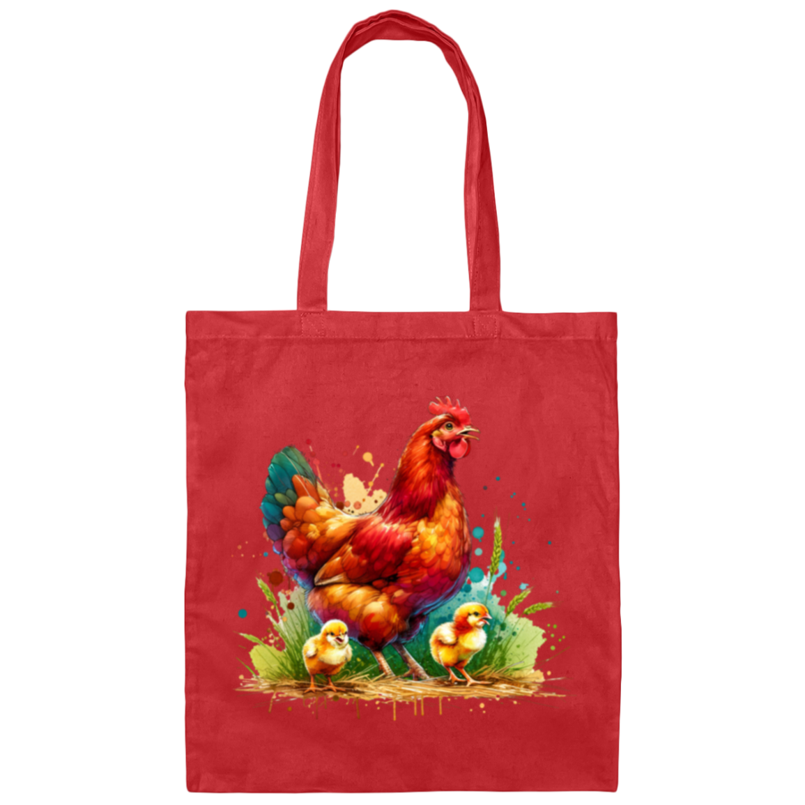 Rhode Island Red Hen with Chicks - Canvas Tote Bag