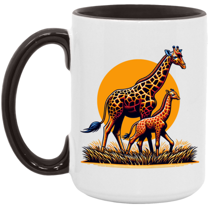 Giraffes with Sun Graphic - Mugs