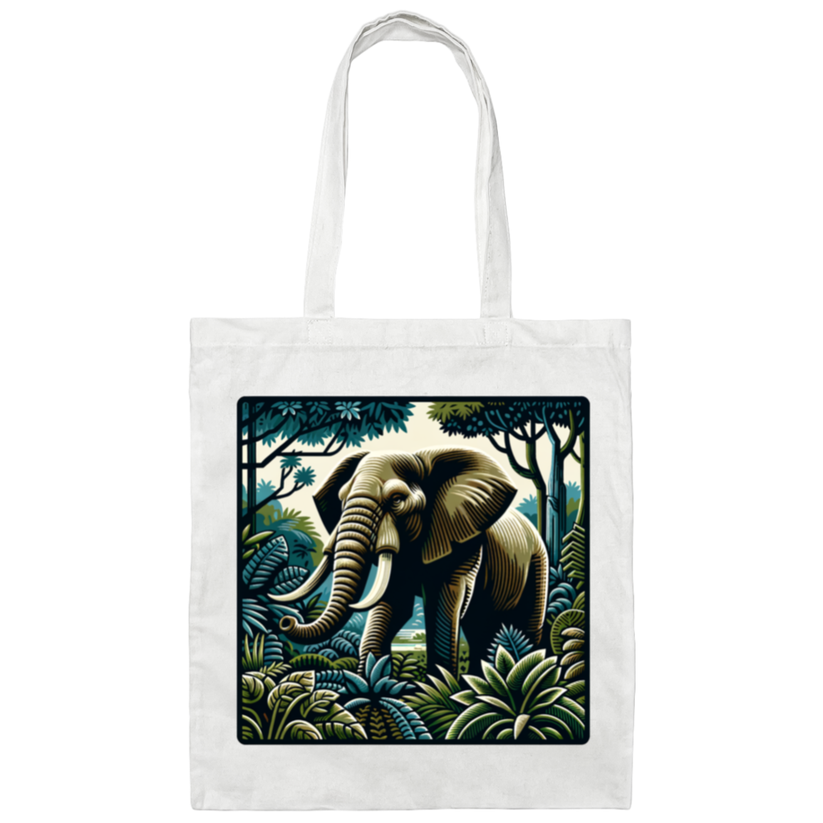 Block Print Elephant - Canvas Tote Bag