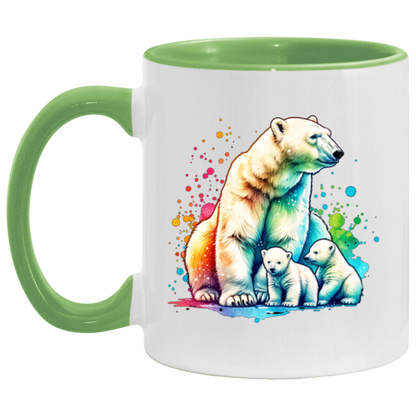 Polar Bear Mom with Cubs Mugs