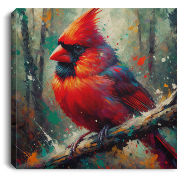 Cardinal in Forest Canvas Art Prints