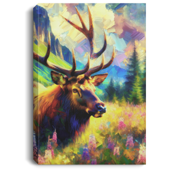 Elk in Mountain Clearing Canvas Art Prints
