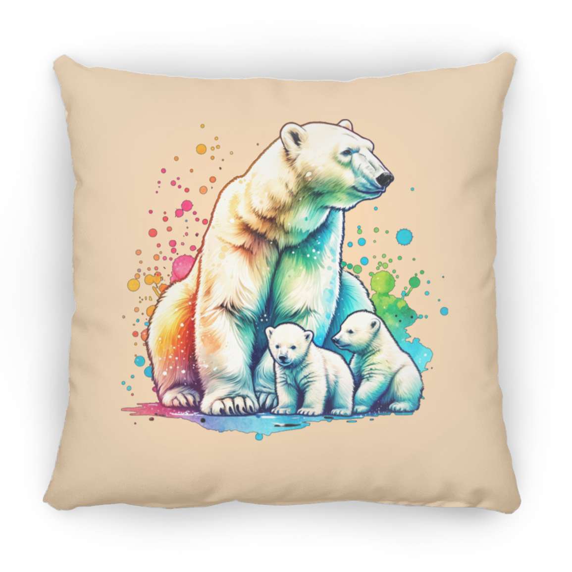 Polar Bear Mom with Cubs - Pillows