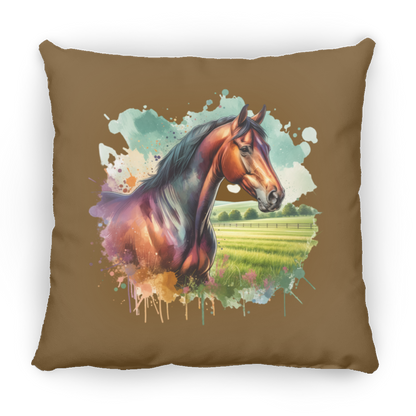 Bay Horse with Field - Throw Pillows