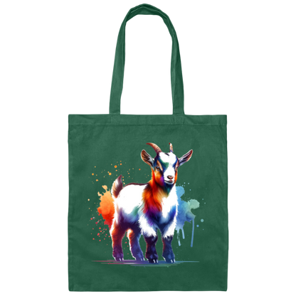 Standing Goat Watercolor Canvas Tote Bag