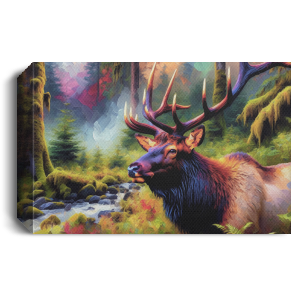 Roosevelt Elk in Hoh Rainforest - Canvas Art Prints