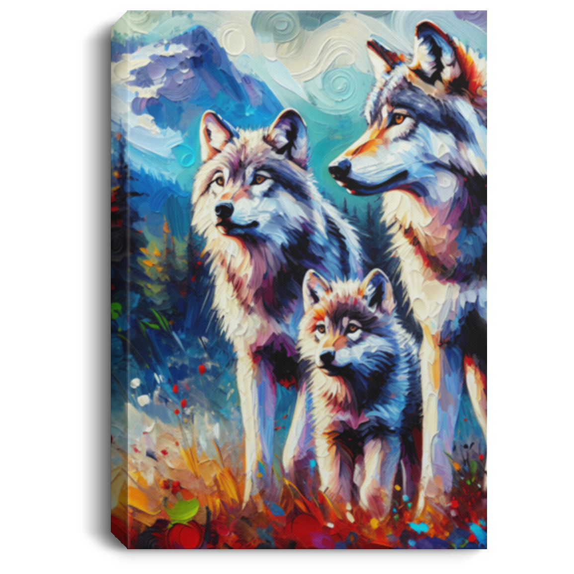 Gray Wolf Family - Canvas Art Prints