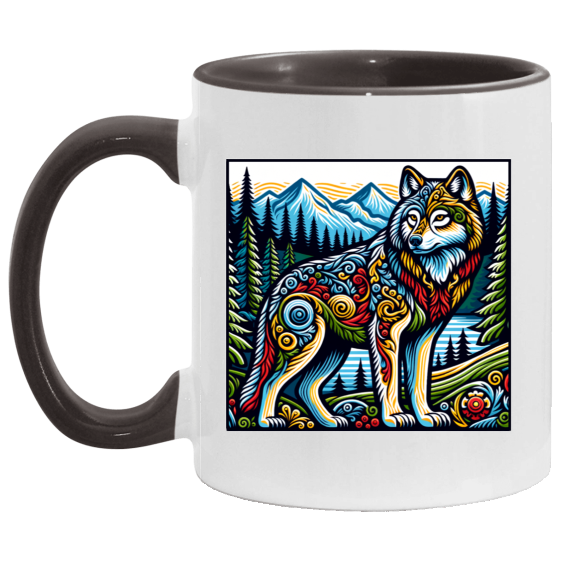 Folk Art Wolf - Mugs