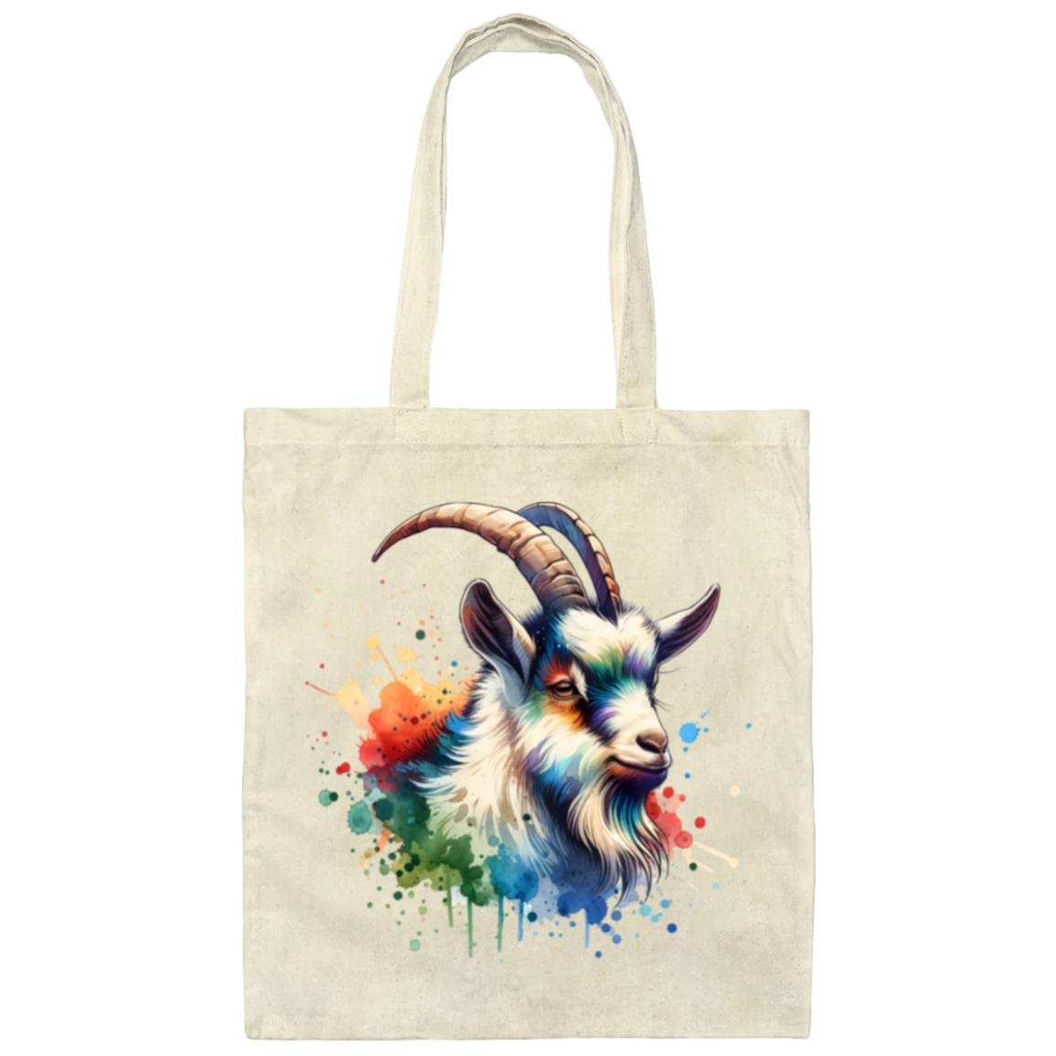 Goat Portrait Watercolor - Canvas Tote Bag
