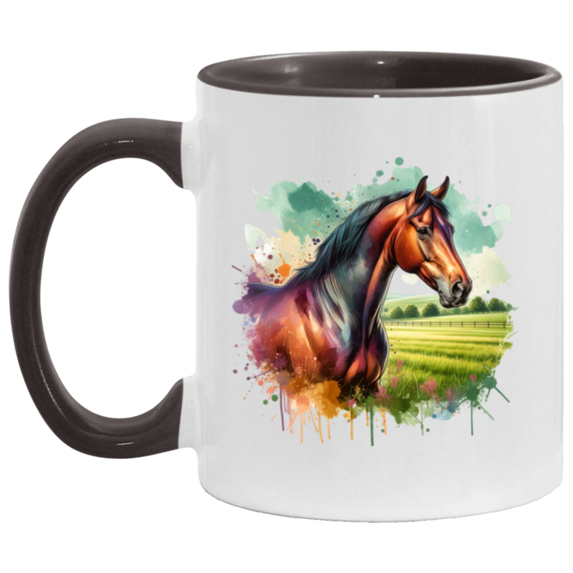 Bay Horse with Field - Mugs