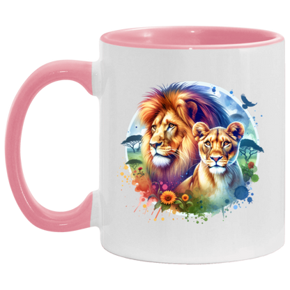 Lion and Lioness Watercolor - Mugs