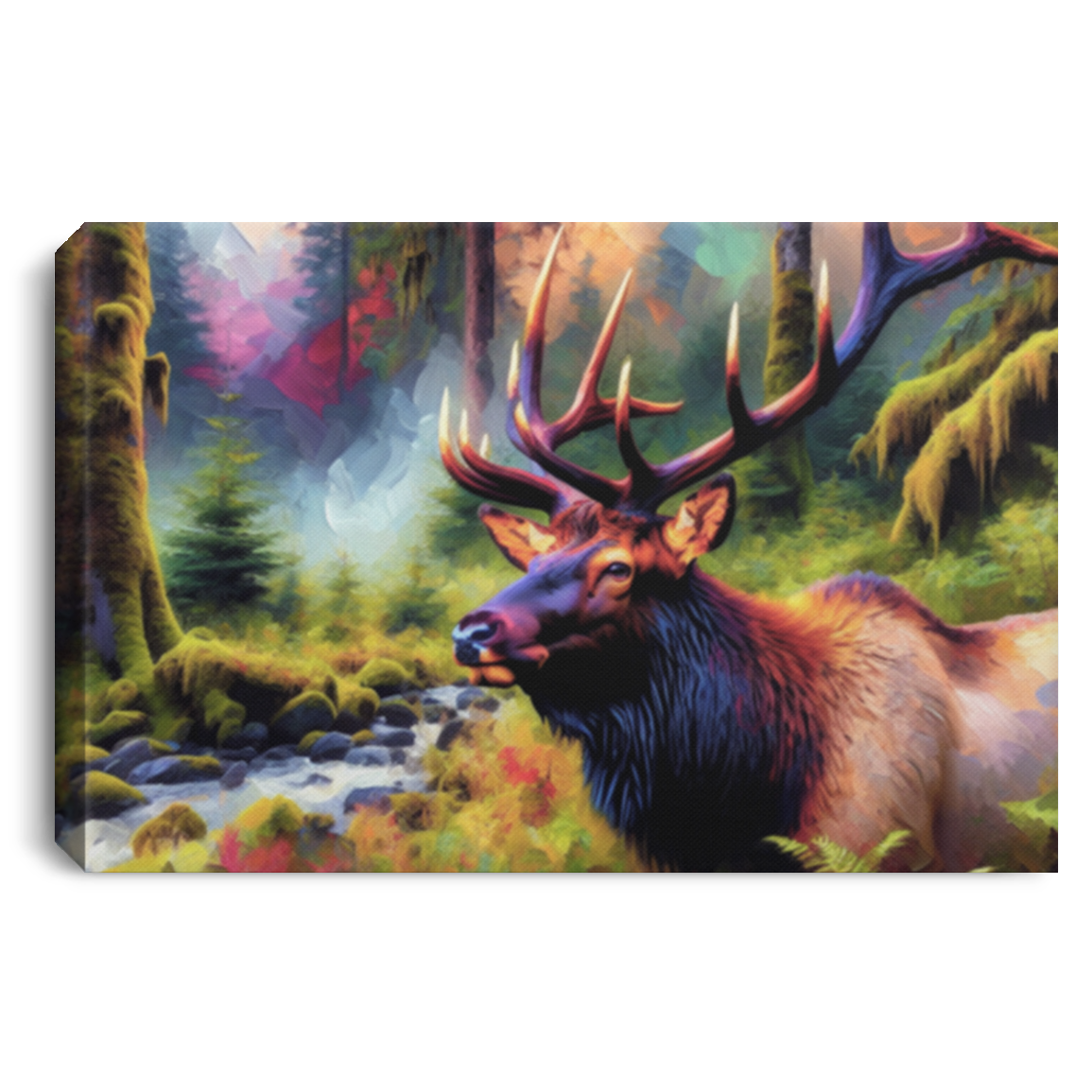 Roosevelt Elk in Hoh Rainforest - Canvas Art Prints