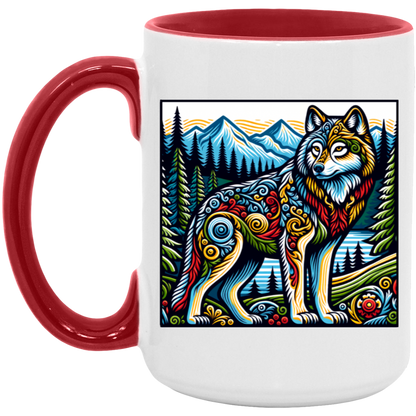 Folk Art Wolf - Mugs