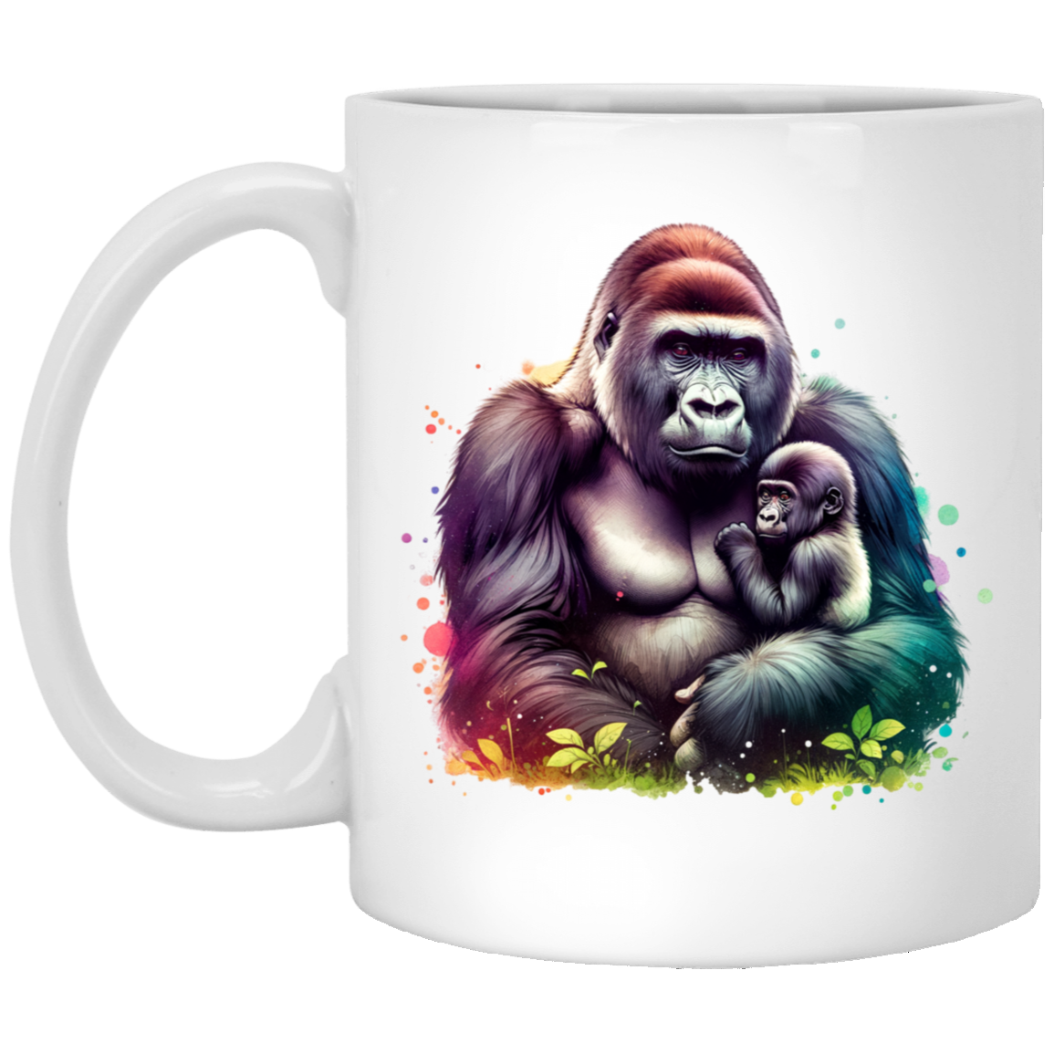 Female Silverback Gorilla with Child - Mugs