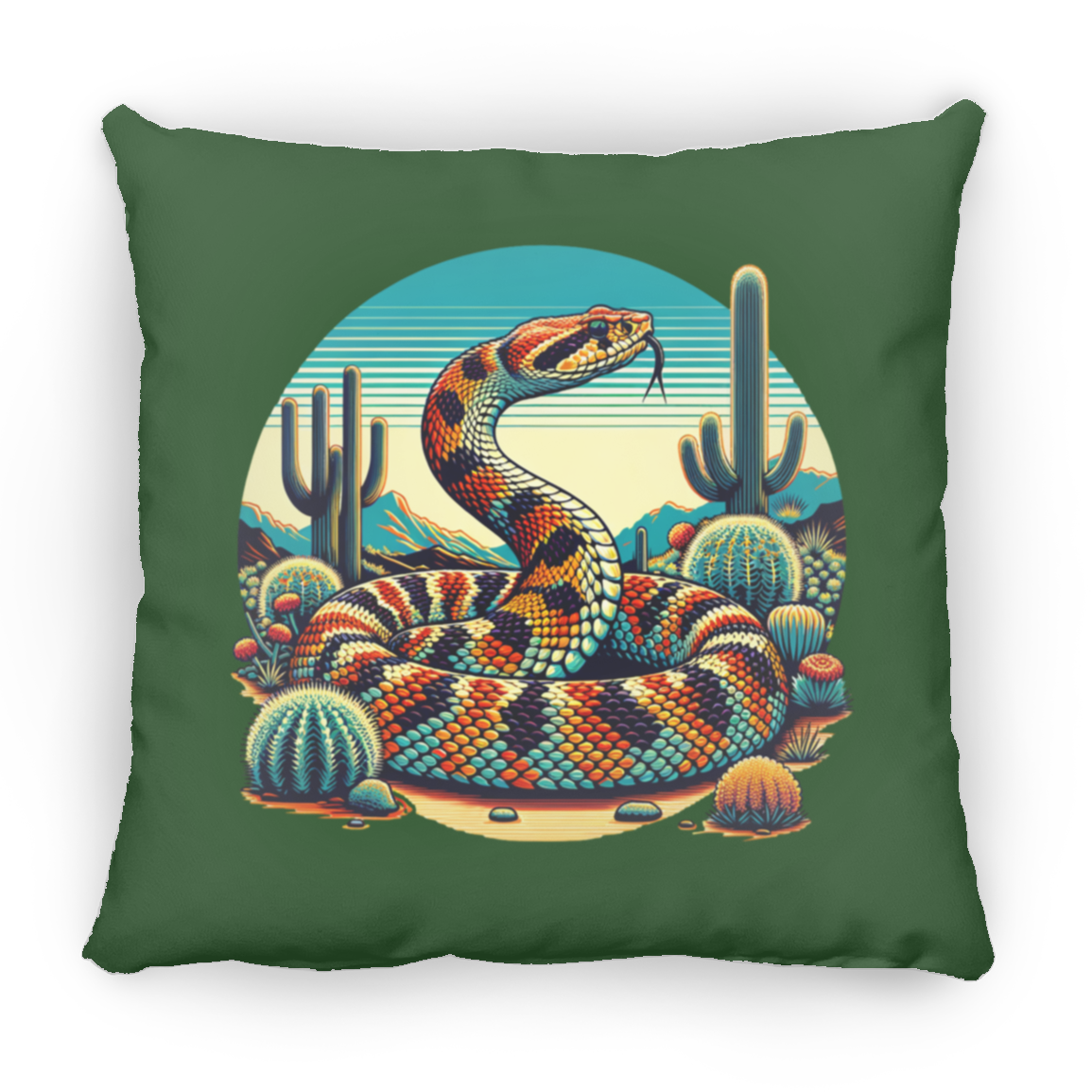 Rattlesnake and Cactus Graphic - Pillows