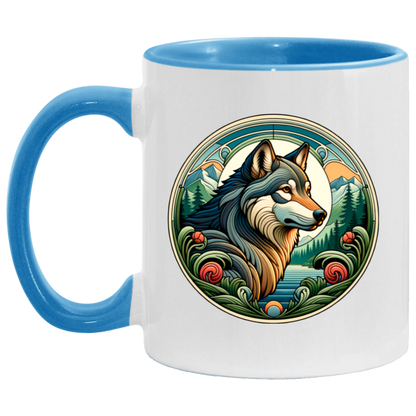 Wolf, Art Nouveau Style Mugs