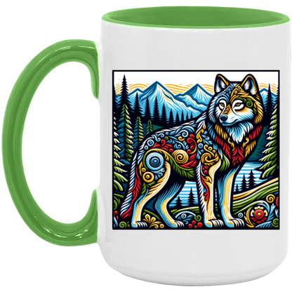 Folk Art Wolf - Mugs