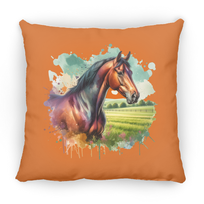 Bay Horse with Field - Throw Pillows