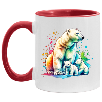 Polar Bear Mom with Cubs Mugs