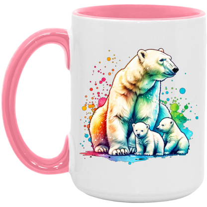 Polar Bear Mom with Cubs Mugs