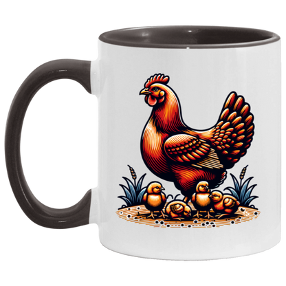 Rhode Island Red with Chicks Block Print Mug