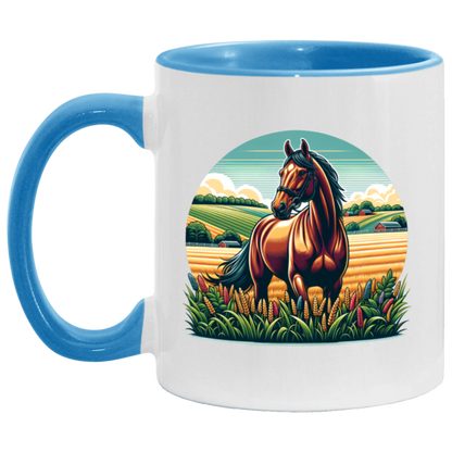 Bay Horse on Farm - Mugs