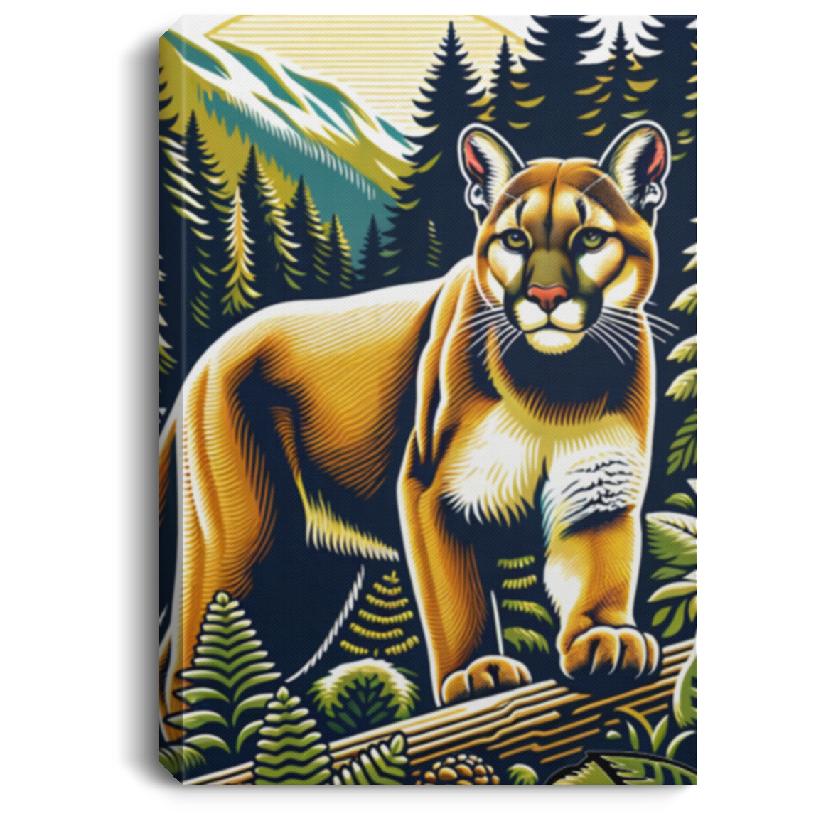 Cougar Vintage Style - Canvas Art Prints