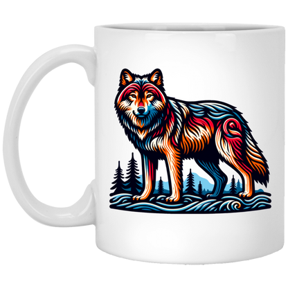 Wolf Block Print Mugs