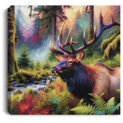 Roosevelt Elk in Hoh Rainforest - Canvas Art Prints